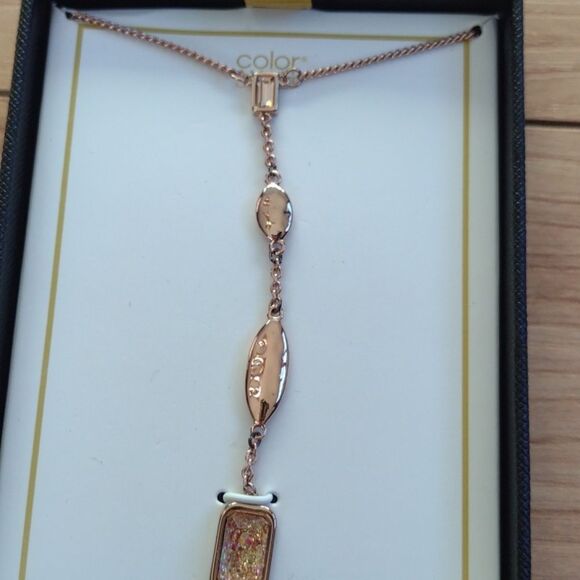 Color Street 18" Rose Gold Colored Triple Station Necklace Tokyo Lights - Picture 5 of 8